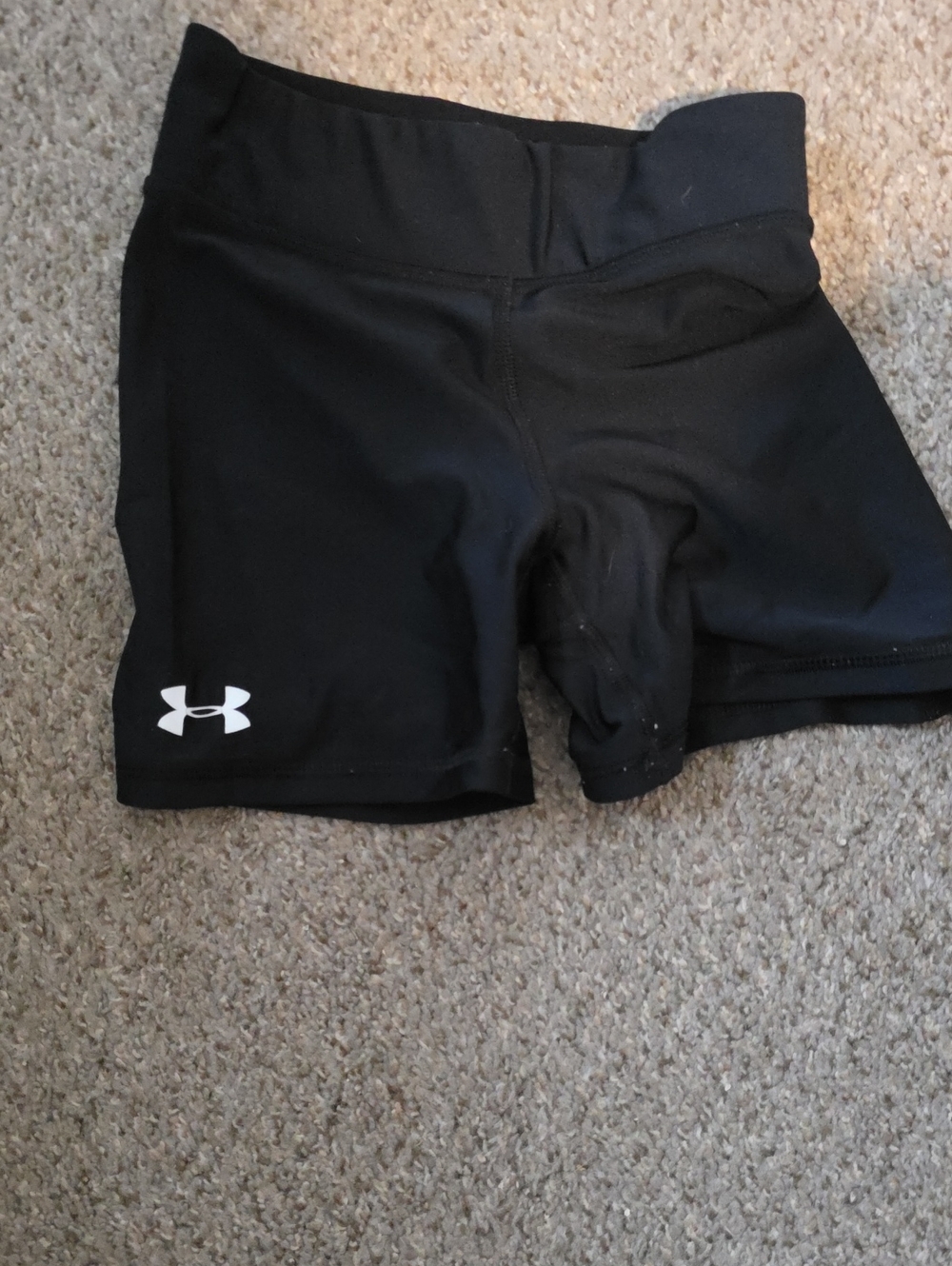 Under Armour Black Women’s Athletic Bike Shorts with White Logo